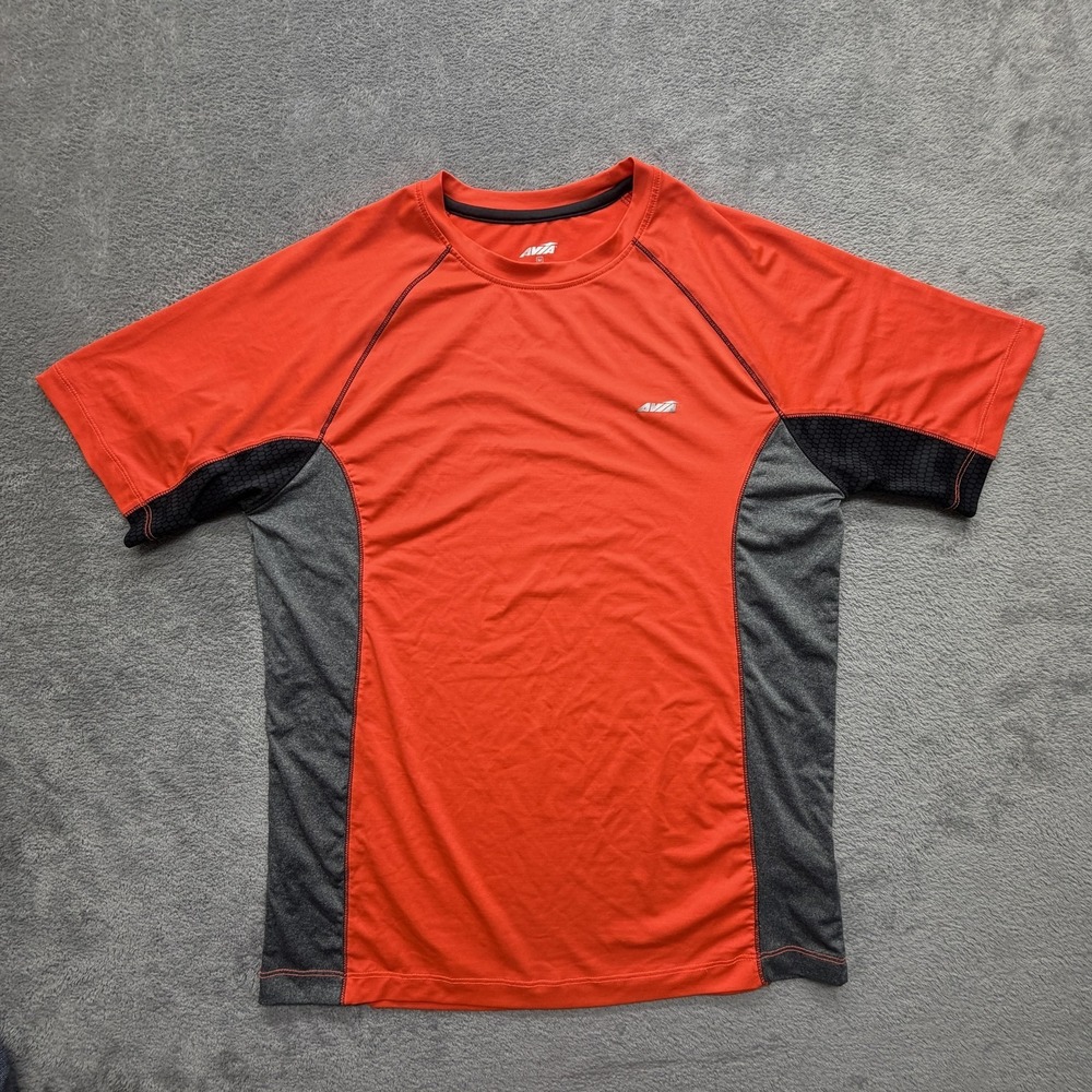 Avia Shirt Mens Medium‎ Orange Colorblock Raglan Athletic Performance Tee